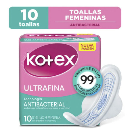 Toalla Higienica Antibacterial Kotex 10 Und
