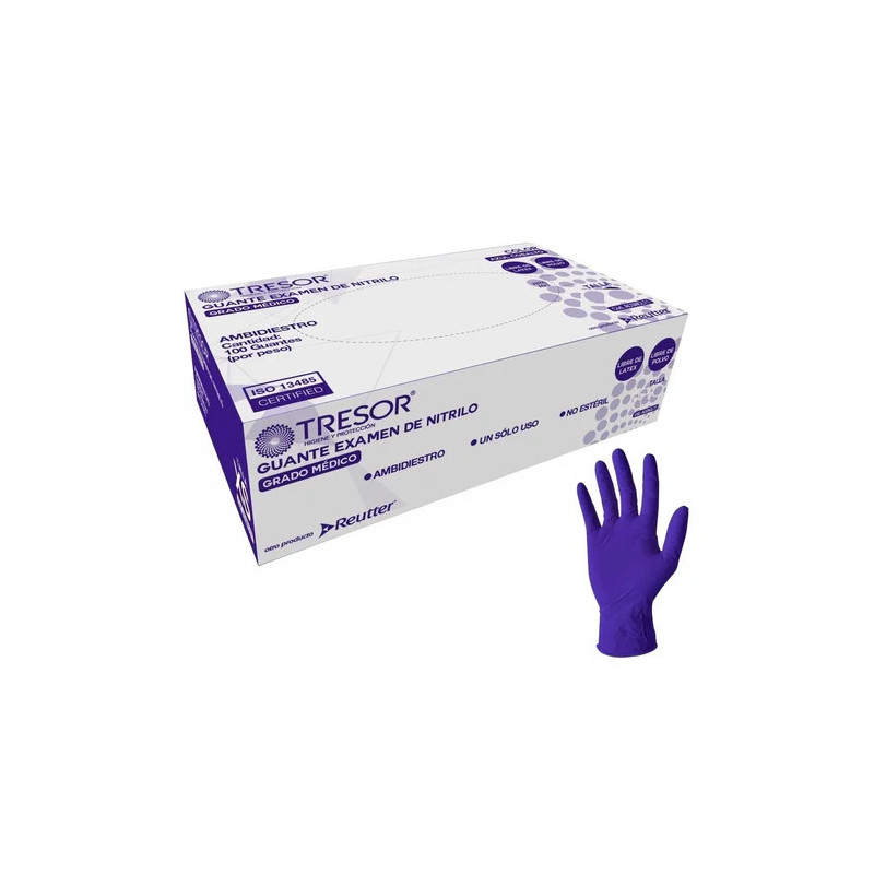 Guante Nitrilo Azul Cobalto 100 Und - Tresor Talla M