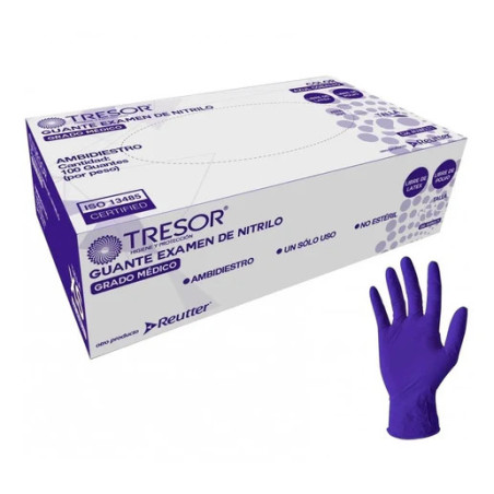 Guante Nitrilo Azul Cobalto 100 Und - Tresor Talla M