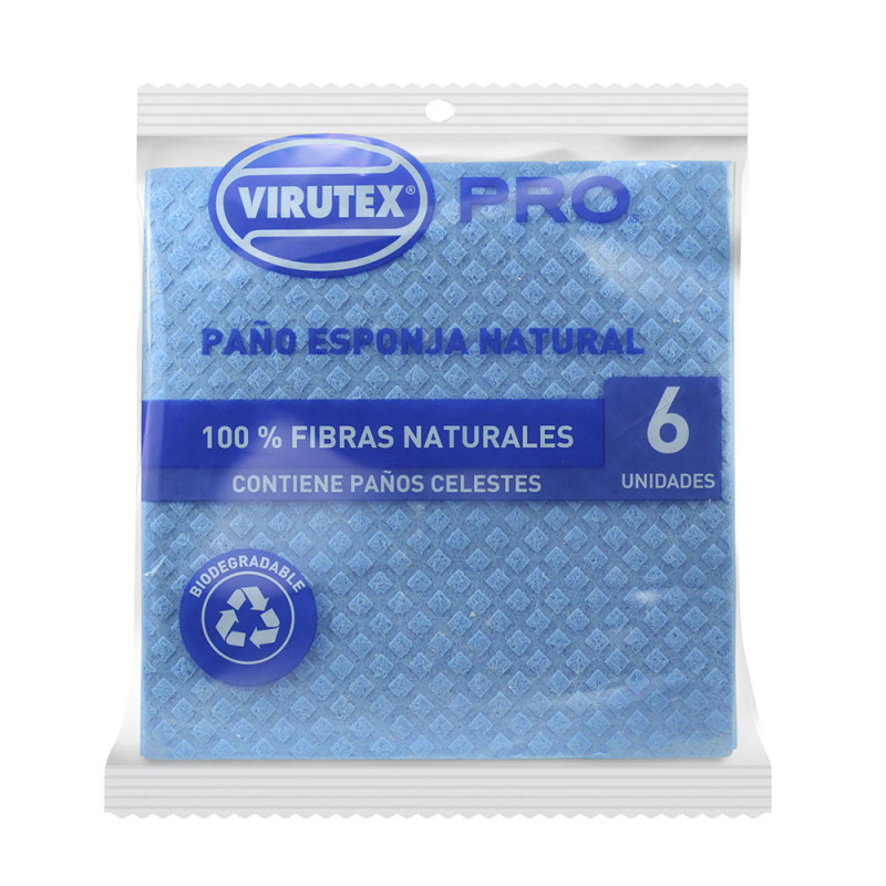 Paño Esponja Celeste 6 Und Virutex Pro