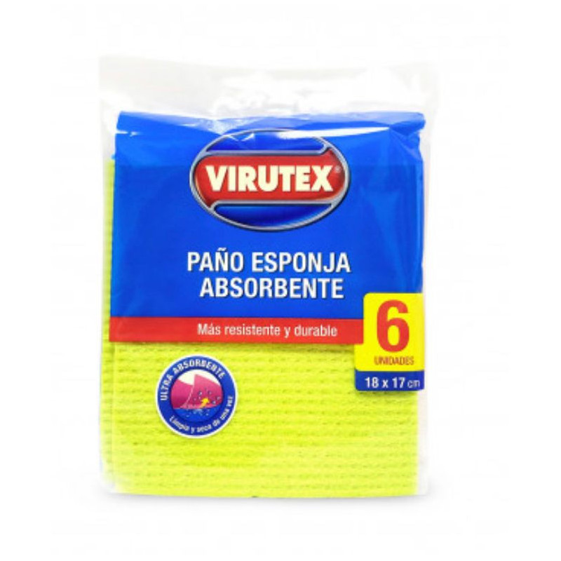Paño Esponja Ultra Absorvente 6 Und Virutex