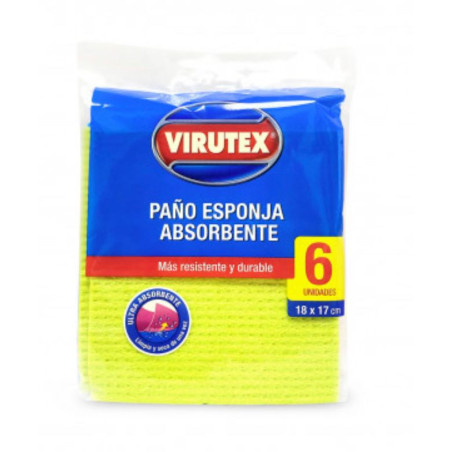 Paño Esponja Ultra Absorvente 6 Und Virutex